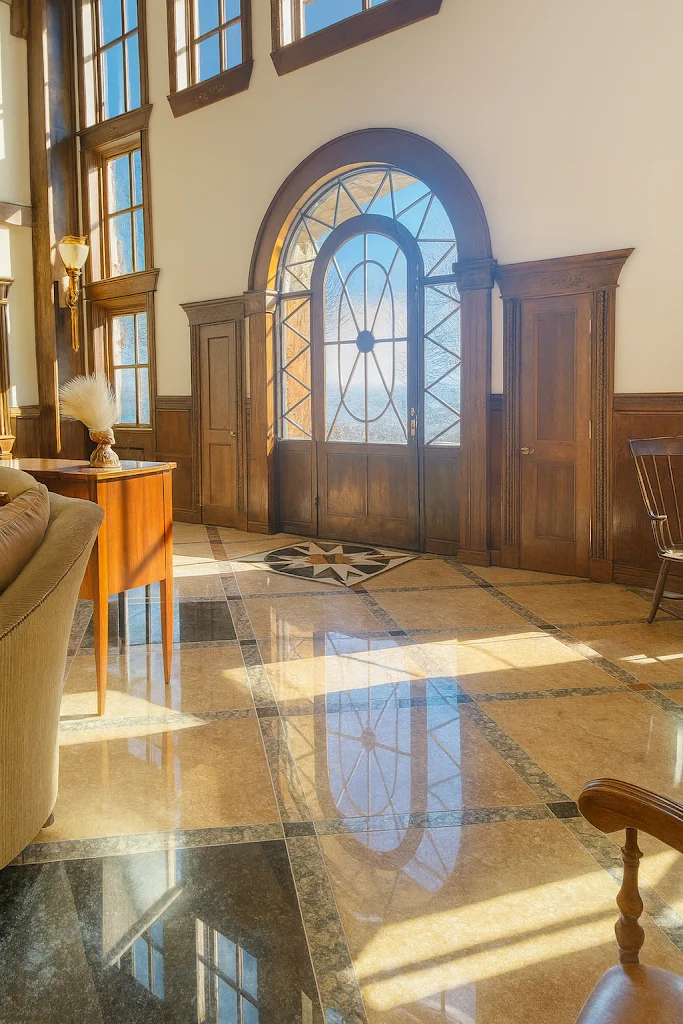 Luxury home marble floors and grand entryway in Utah
