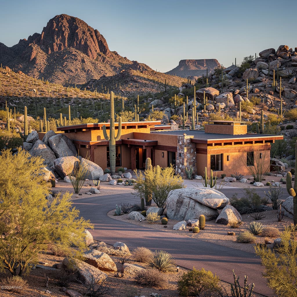 A Studio McGee-style luxury home exterior in Carefree, AZ — Salt and Slate Cleaning Company