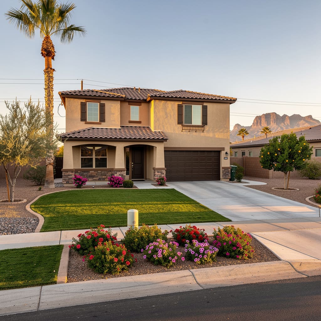 A Studio McGee-style luxury home exterior in Gilbert, AZ — Salt and Slate Cleaning Company