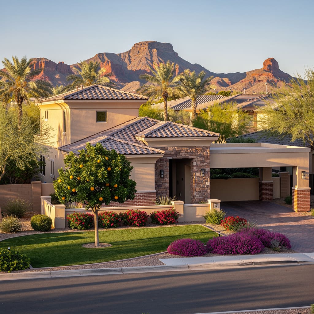 A Studio McGee-style luxury home exterior in Mesa, AZ — Salt and Slate Cleaning Company