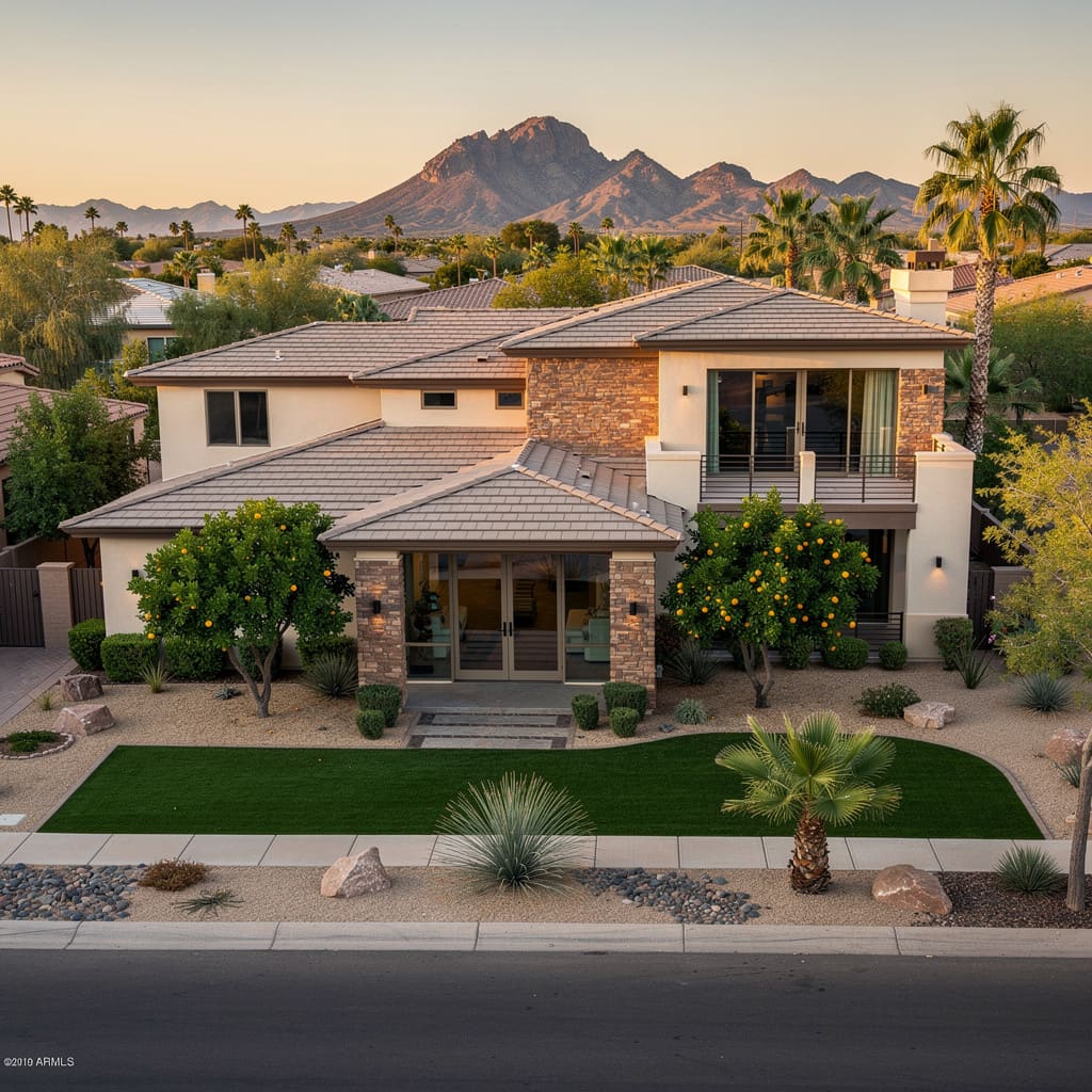 A Studio McGee-style luxury home exterior in Tempe, AZ — Salt and Slate Cleaning Company