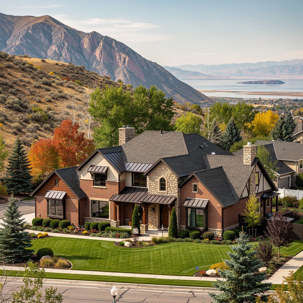 A Studio McGee-style luxury home exterior in Bountiful, UT — Salt and Slate Cleaning Company