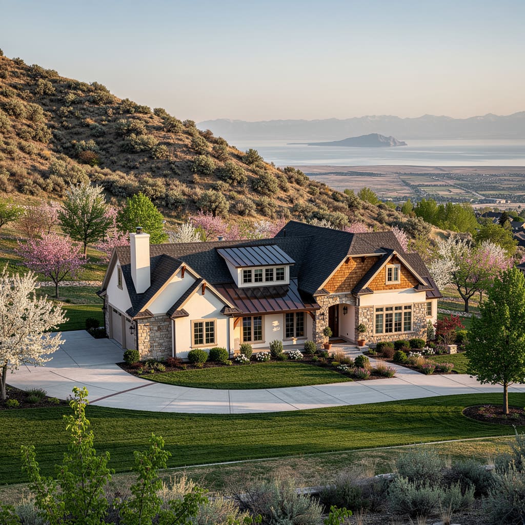 A Studio McGee-style luxury home exterior in Fruit Heights, UT — Salt and Slate Cleaning Company