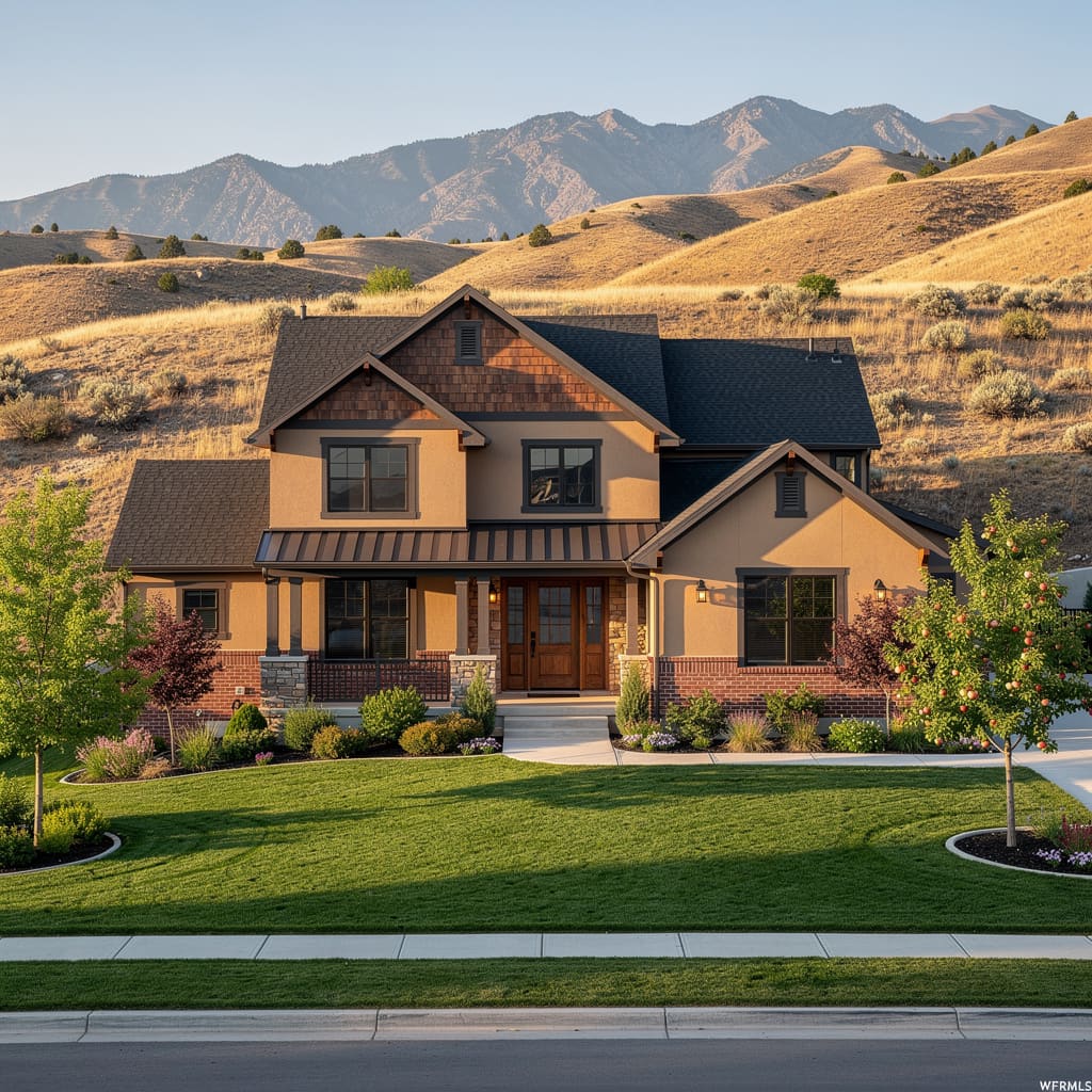 A Studio McGee-style luxury home exterior in Lindon, UT — Salt and Slate Cleaning Company