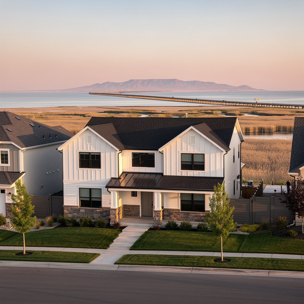 A Studio McGee-style luxury home exterior in Syracuse, UT — Salt and Slate Cleaning Company