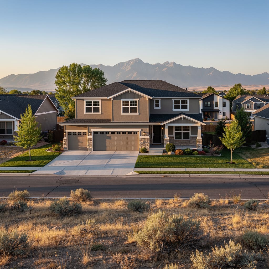 A Studio McGee-style luxury home exterior in West Jordan, UT — Salt and Slate Cleaning Company