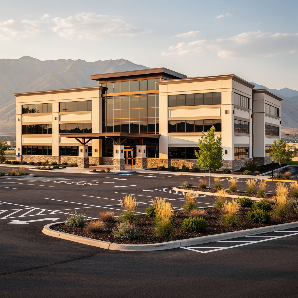 Upscale commercial building exterior in Woods Cross, UT — representative of the facilities Salt and Slate serves in the area