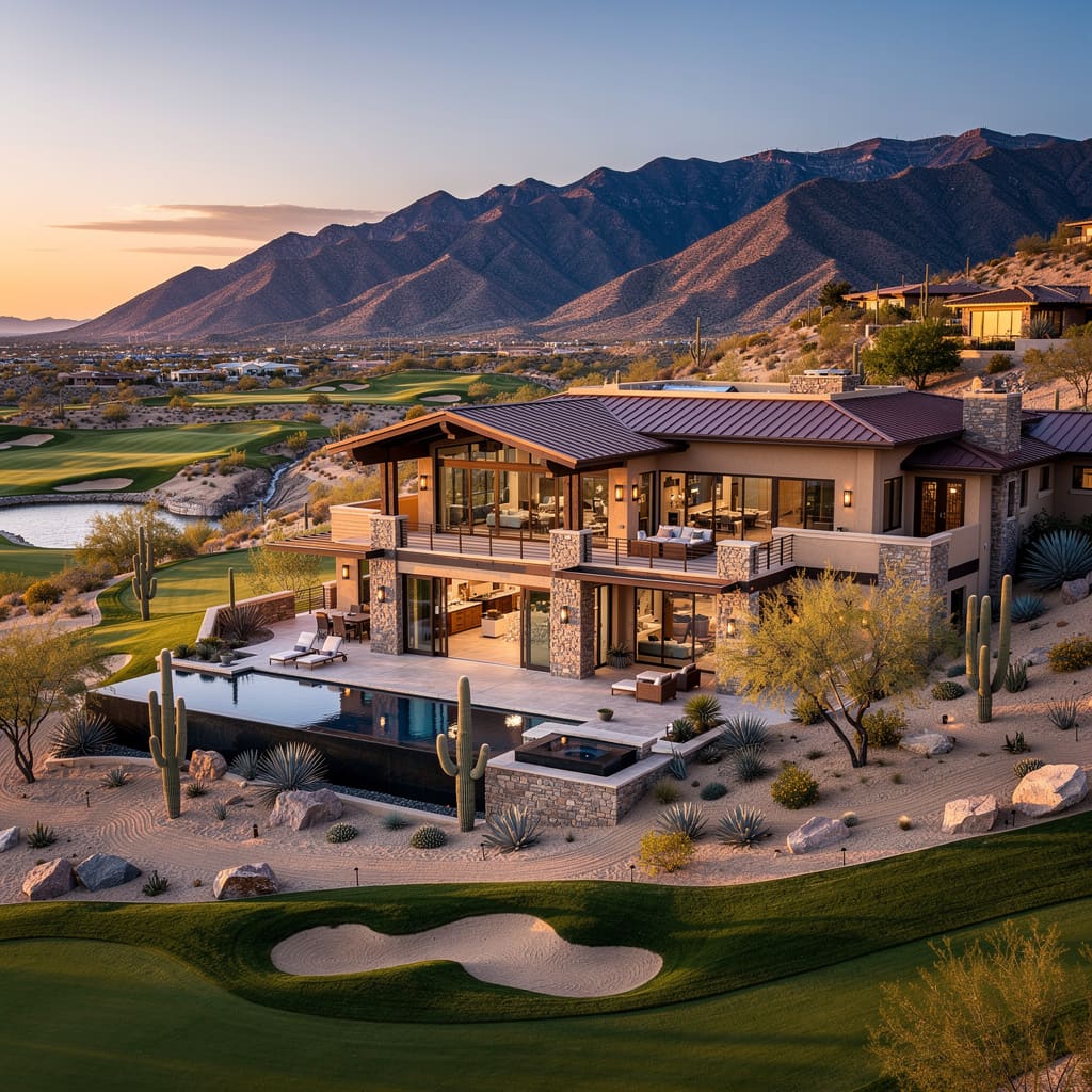 A Studio McGee-style luxury home exterior in the Dragon Ridge neighborhood of Henderson, NV — premium home cleaning by Salt and Slate