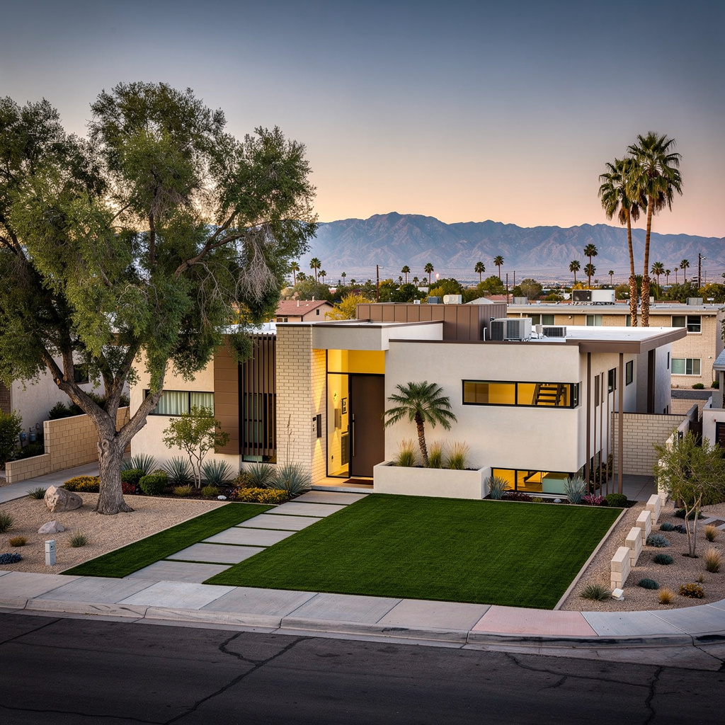 A Studio McGee-style luxury home exterior in the University of Nevada Las Vegas neighborhood of Las Vegas, NV — premium home cleaning by Salt and Slate