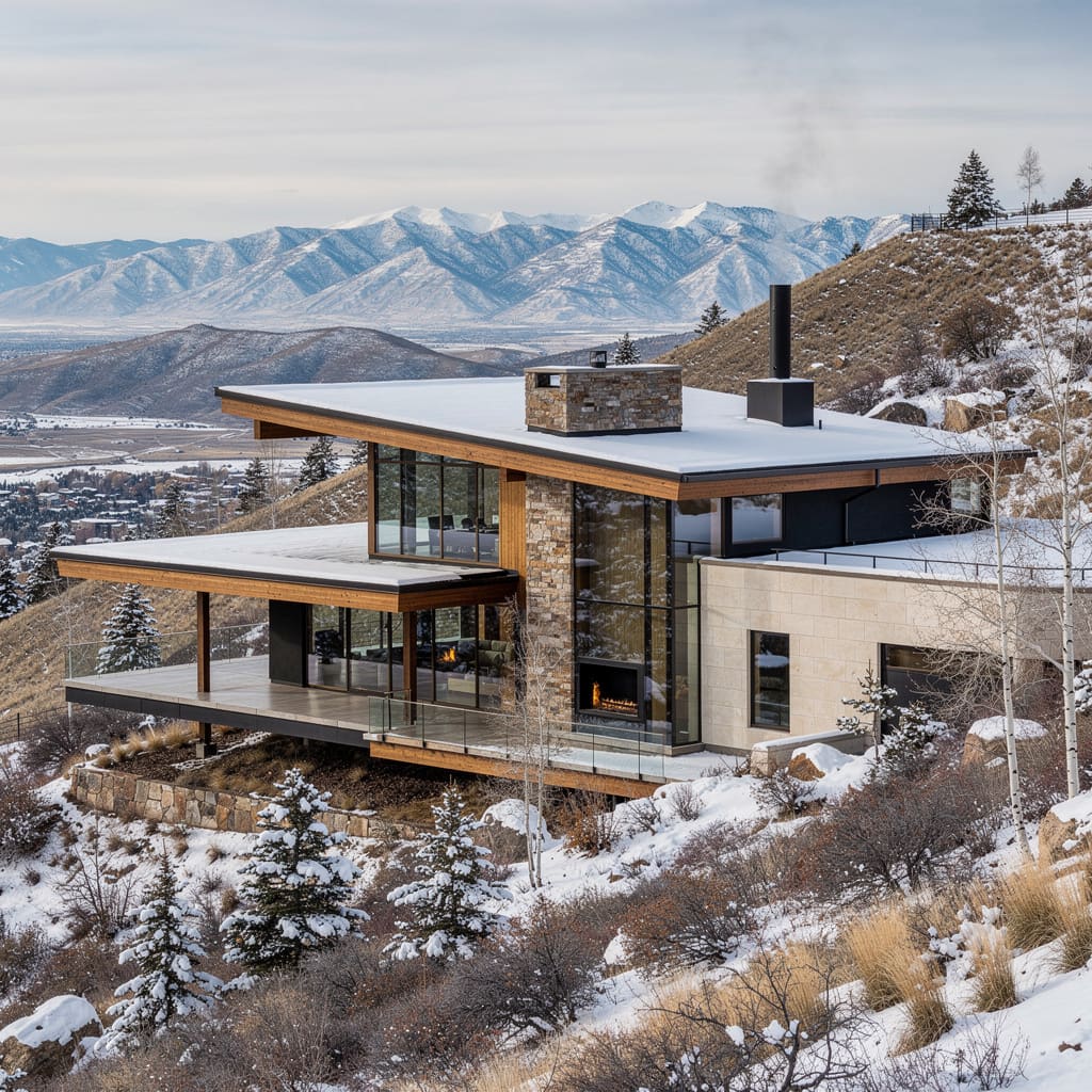 A Studio McGee-style luxury home exterior in the Tavaci neighborhood of Cottonwood Heights, UT — premium home cleaning by Salt and Slate