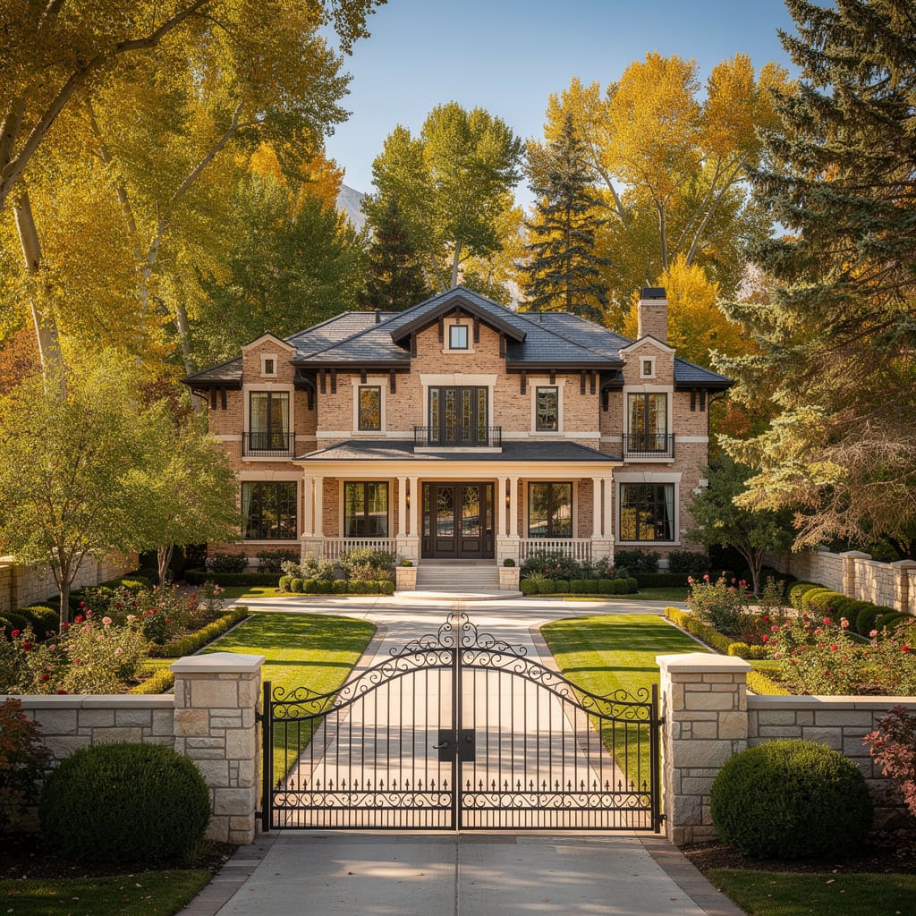 A Studio McGee-style luxury home exterior in the Cottonwood Lane neighborhood of Holladay, UT — premium home cleaning by Salt and Slate