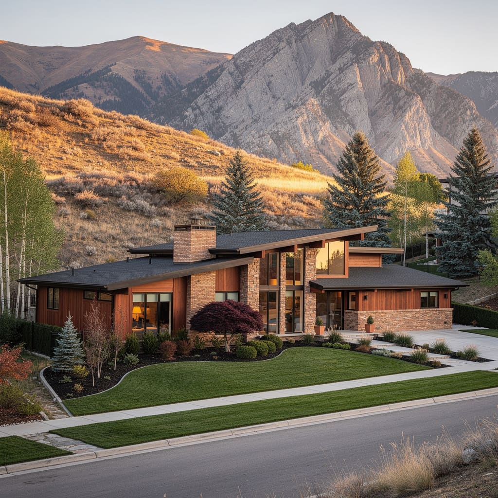 A Studio McGee-style luxury home exterior in the Olympus Cove neighborhood of Millcreek, UT — premium home cleaning by Salt and Slate