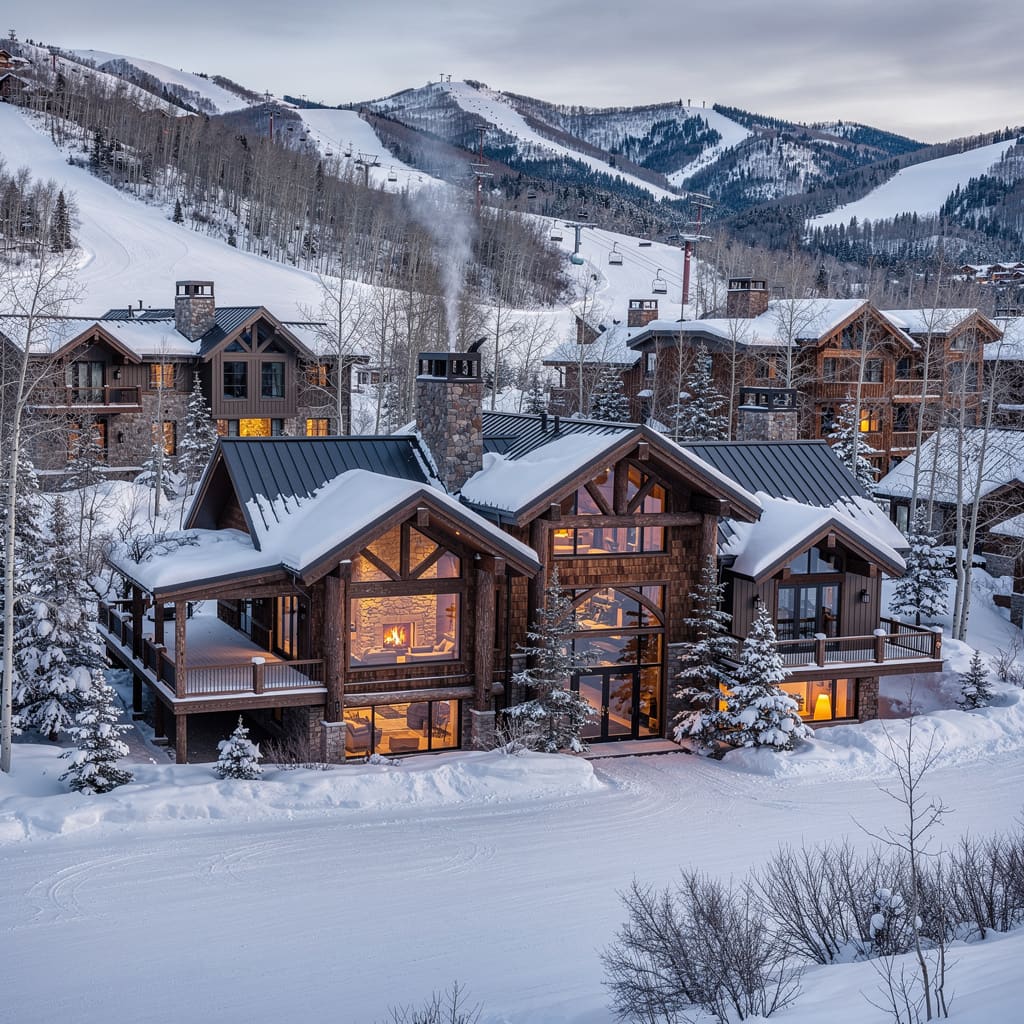 A Studio McGee-style luxury home exterior in the Deer Valley neighborhood of Park City, UT — premium home cleaning by Salt and Slate