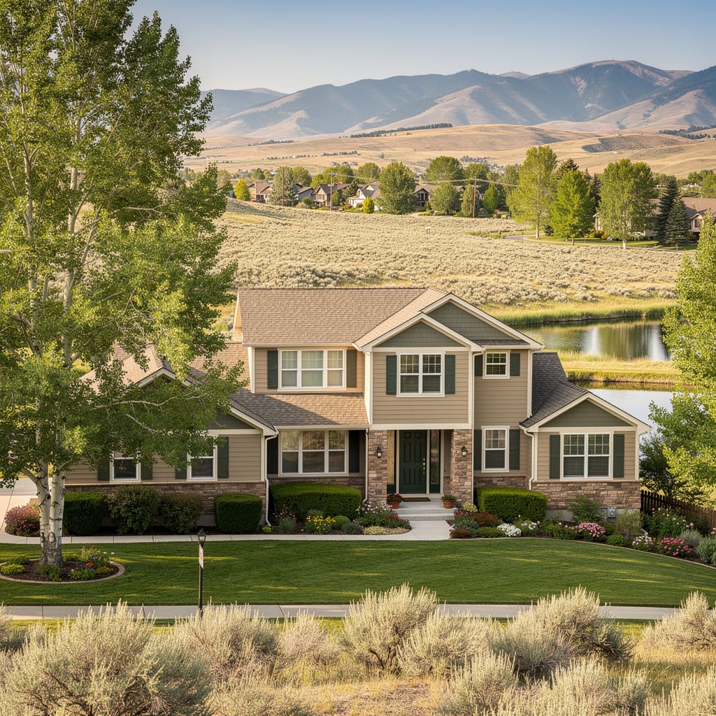 A Studio McGee-style luxury home exterior in the Silver Springs neighborhood of Park City, UT — premium home cleaning by Salt and Slate