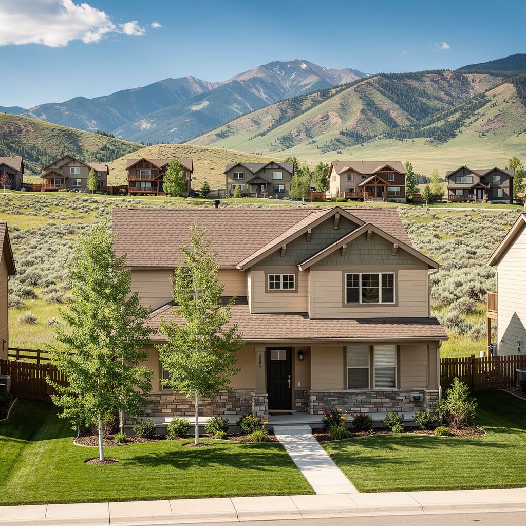 A Studio McGee-style luxury home exterior in the Silver Summit neighborhood of Park City, UT — premium home cleaning by Salt and Slate