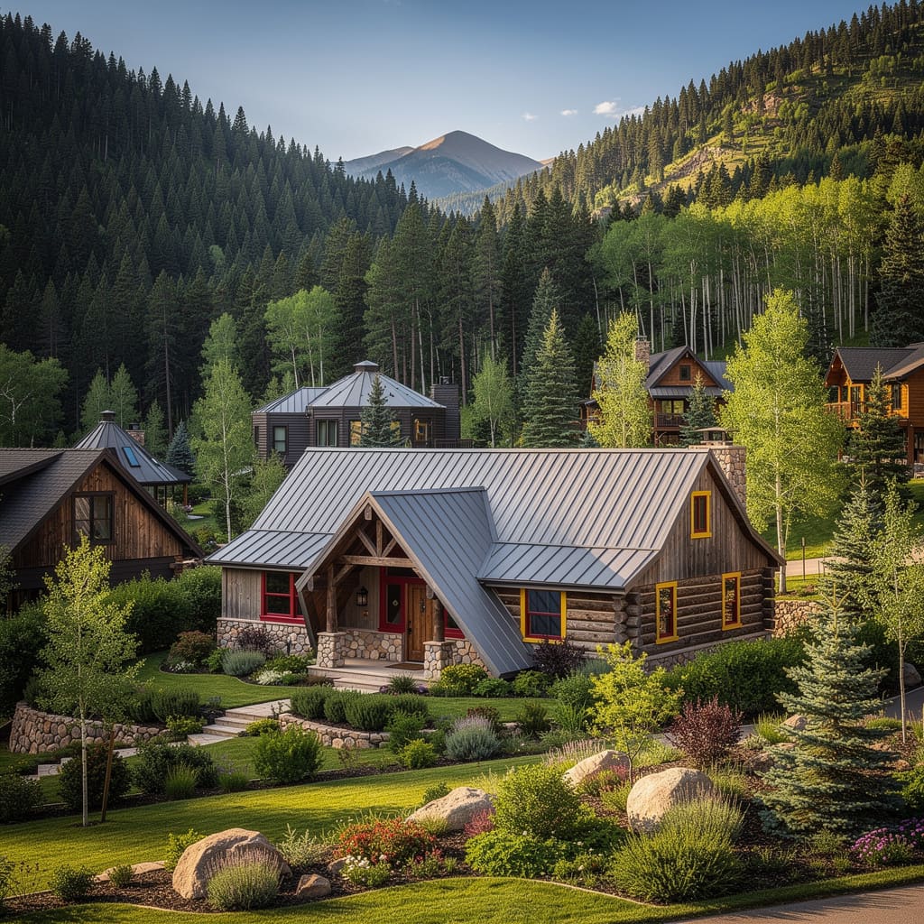 A Studio McGee-style luxury home exterior in the Summit Park neighborhood of Park City, UT — premium home cleaning by Salt and Slate