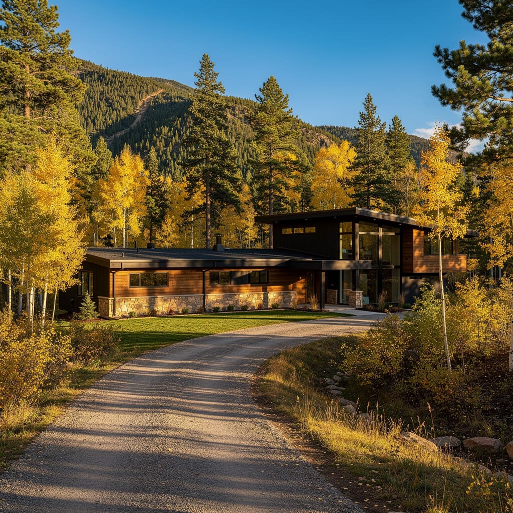 A Studio McGee-style luxury home exterior in the Thaynes Canyon neighborhood of Park City, UT — premium home cleaning by Salt and Slate