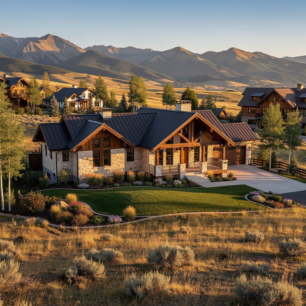 A Studio McGee-style luxury home exterior in the Trailside neighborhood of Park City, UT — premium home cleaning by Salt and Slate