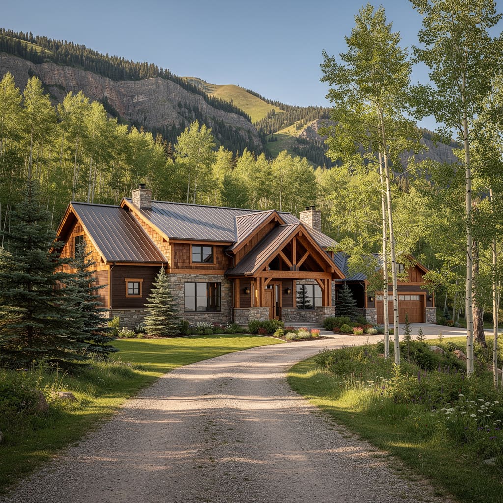 A Studio McGee-style luxury home exterior in the White Pine neighborhood of Park City, UT — premium home cleaning by Salt and Slate