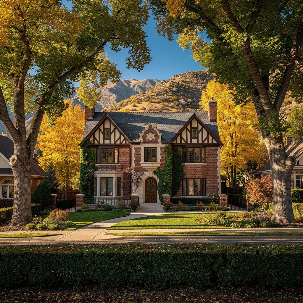 A Studio McGee-style luxury home exterior in the Federal Heights neighborhood of Salt Lake City, UT — premium home cleaning by Salt and Slate
