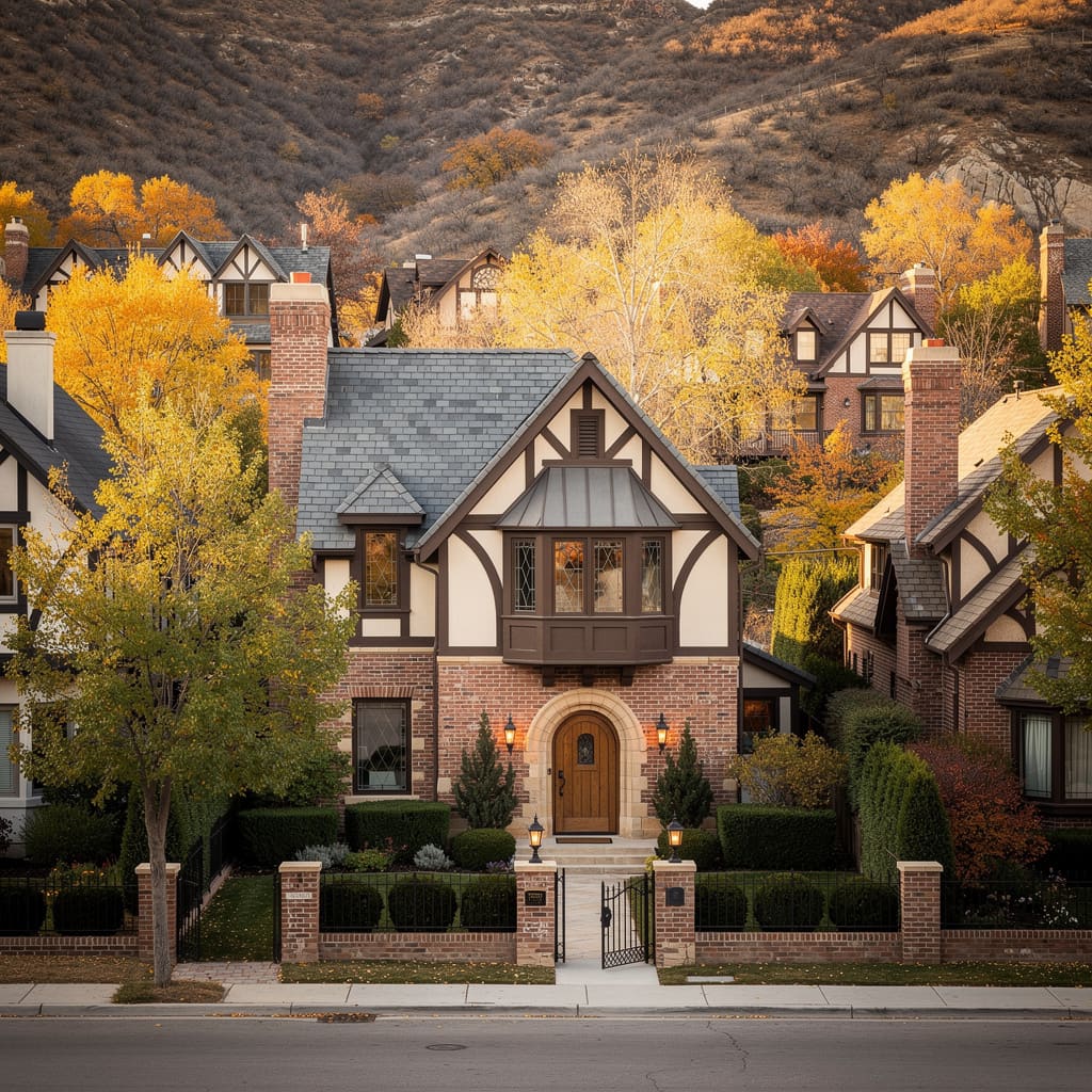 A Studio McGee-style luxury home exterior in the Harvard-Yale neighborhood of Salt Lake City, UT — premium home cleaning by Salt and Slate